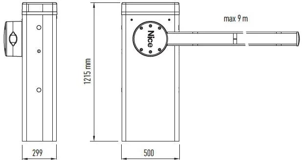 Szlaban NICE L BAR - zestaw do 9 metrów