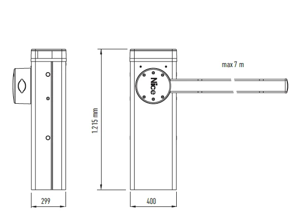 Szlaban NICE M7BAR - zestaw do 7 metrów