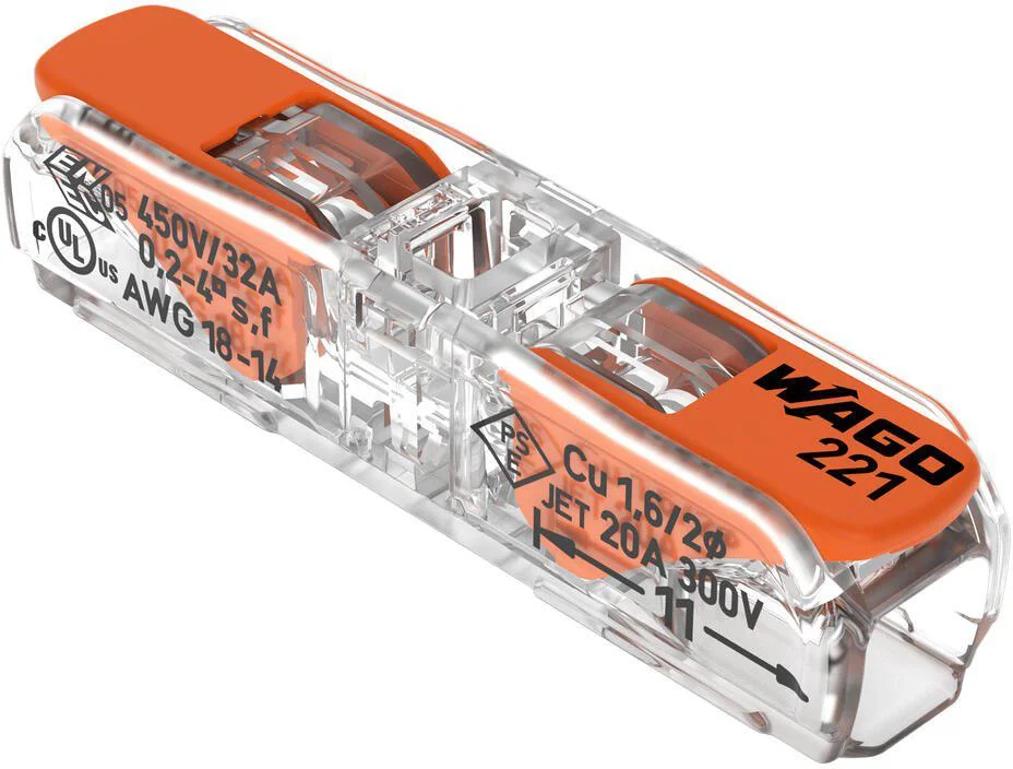 Szybkozłączka przelotowa uniwersalna LINKA/DRUT 2x 0,2-4mm2 WAGO 221-2411 (60szt.)