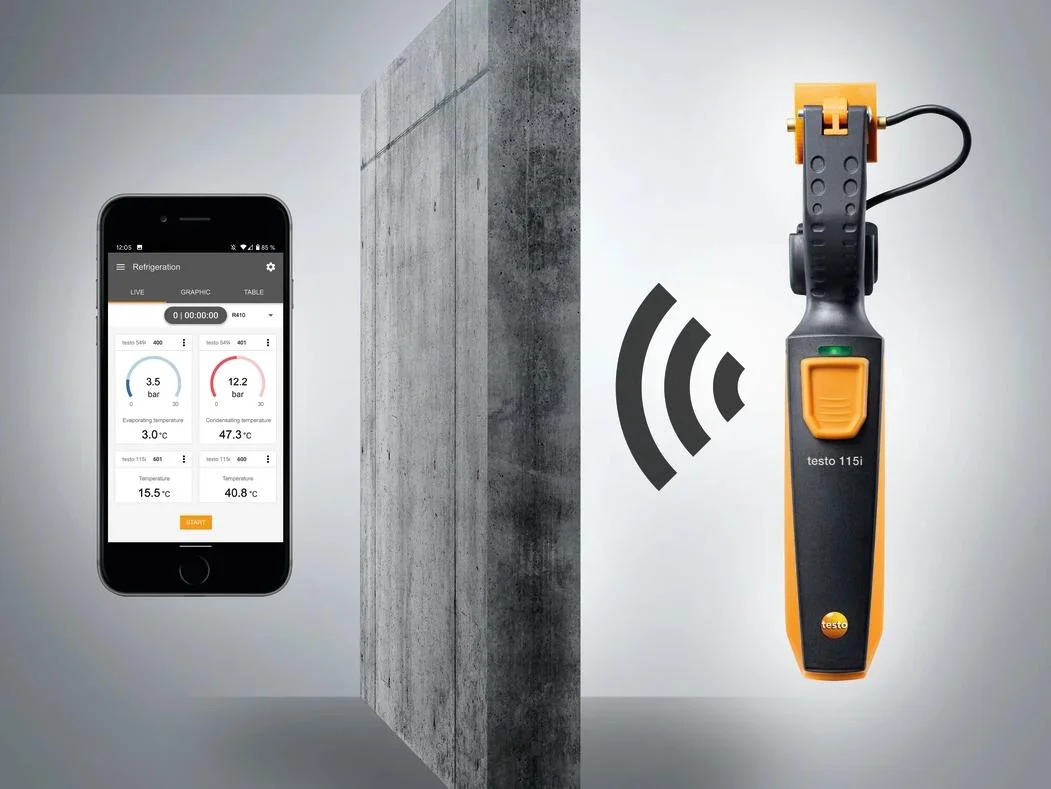 Testo 115i NEW SmartSonda - termometr zaciskowy z wbudowanym modułem Bluetooth, kompatybilny z aplikacją mobilną