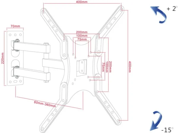 uchwyt do tv ledlcd 19 56 30kg ar 61a reg pionpoziom art 7e01541e85cf432e92221adb49c916a8