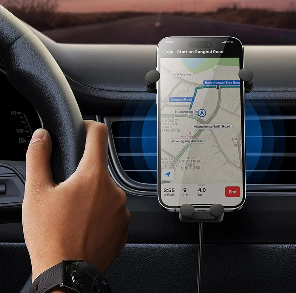 Uchwyt samochodowy Qi 15 W Baseus SUWX030001 – prosty montaż na kratce nawiewu auta