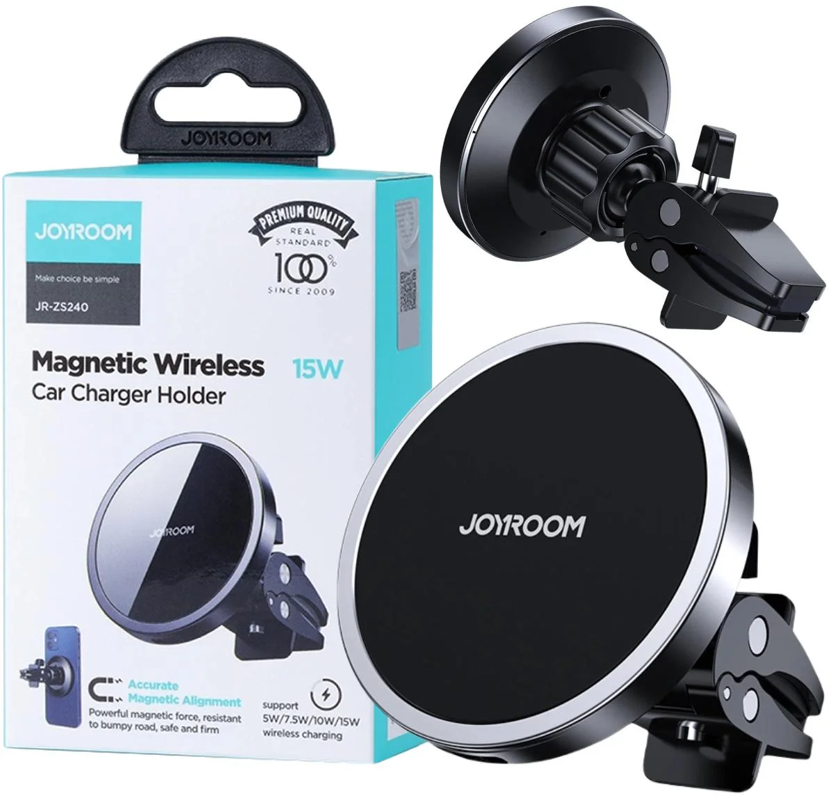 Samochodowy uchwyt magnetyczny z ładowarką indukcyjną Qi 15W Joyroom JR-ZS240 MagSafe - najważniejsze cechy: