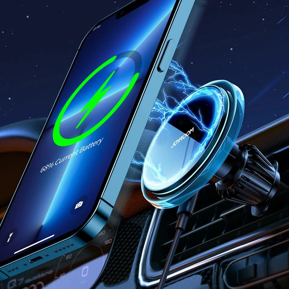 Uchwyt na telefon z ładowarką indukcyjną Qi 15W i neodymowymi magnesami