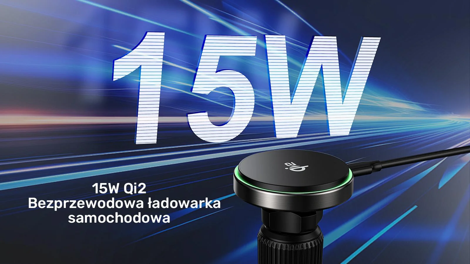 Uchwyt samochodowy Unitek 38W, Qi2