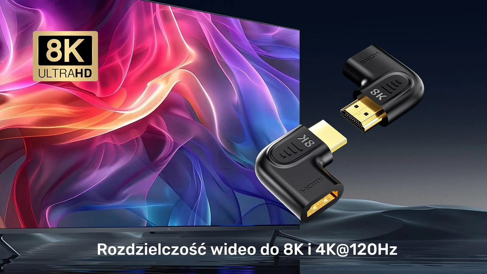 Unitek Adapter kątowy płaski 8K HDMI 90 i 270 stopni