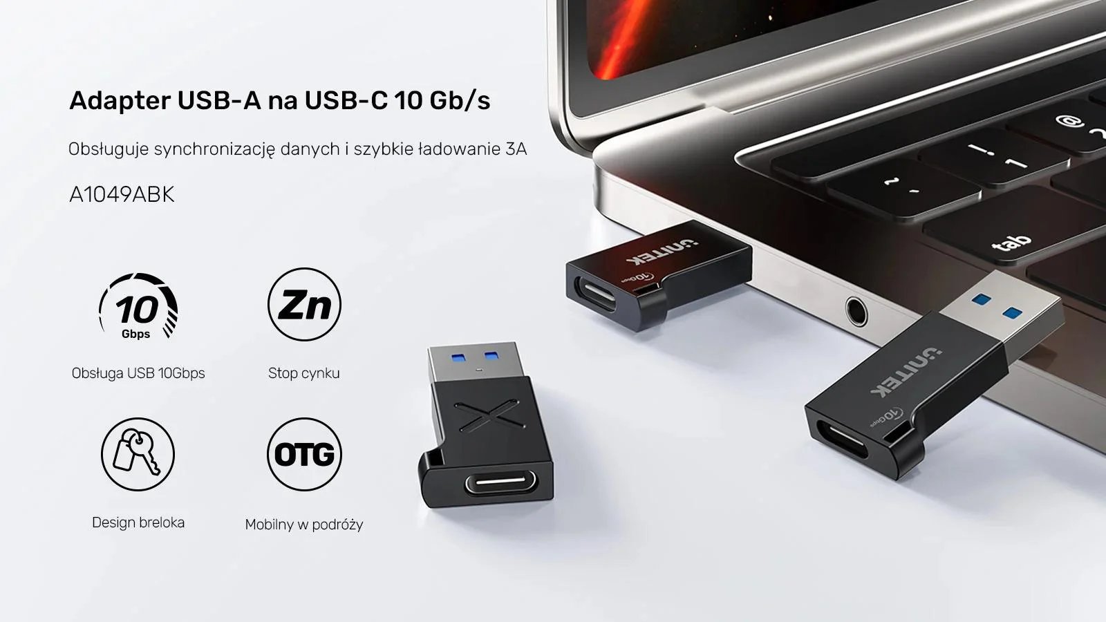 Unitek Adapter USB-A do USB-C 10Gbps czarny