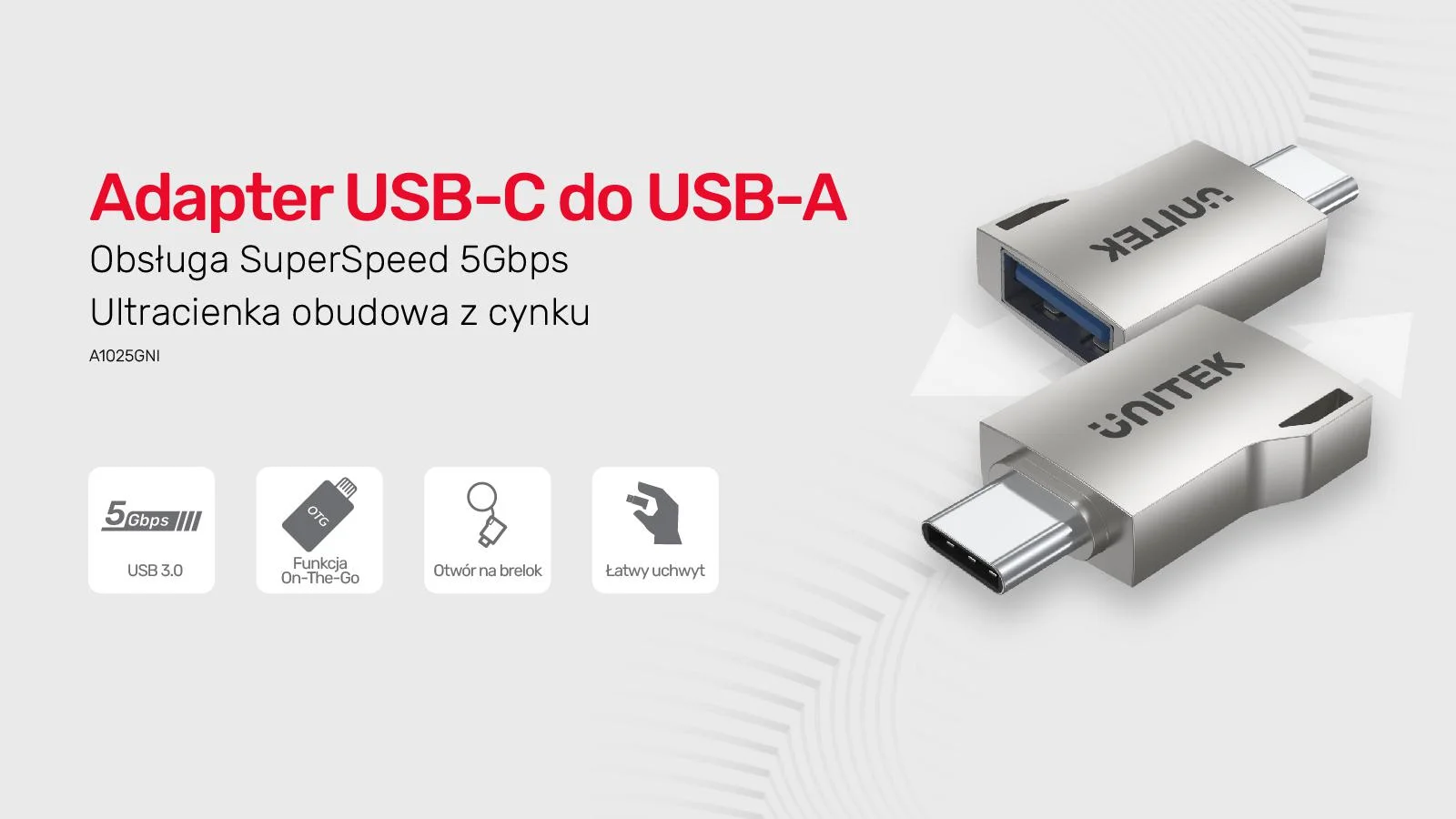 Unitek adapter USB-A na USB-C 3.1 Gen1 A1025GNI