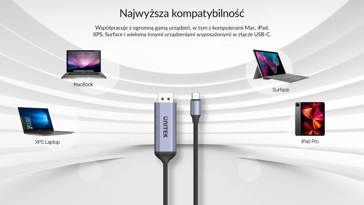 Unitek Adapter USB-C na DP 1.4 8K@60Hz kabel 1,8m
