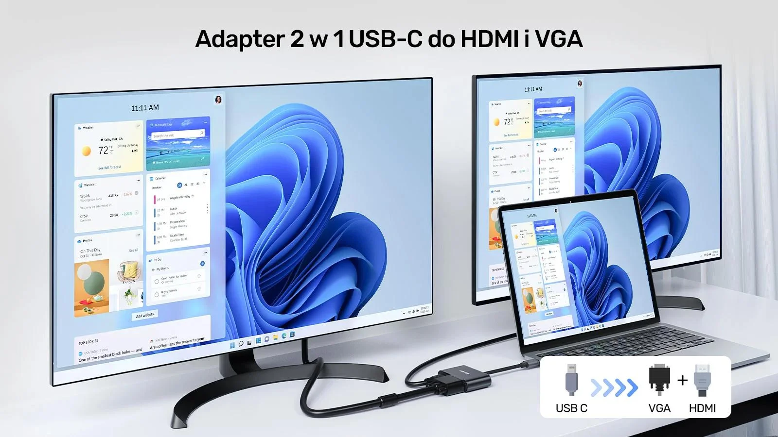 Unitek Adapter USB-C na HDMI 4K i VGA FullHD