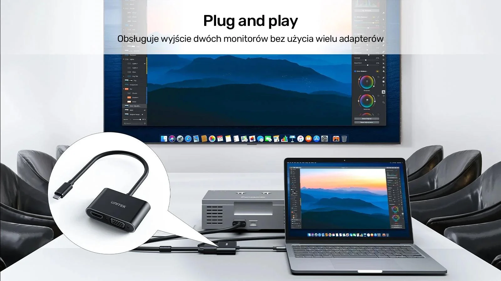 Unitek Adapter USB-C na HDMI 4K i VGA FullHD