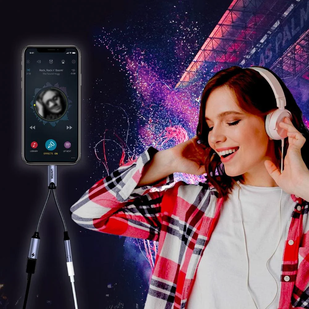 Unitek Adapter USB-C na minijack 3,5mm i USB-C 60W