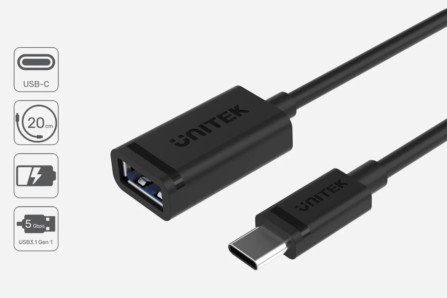 Unitek adapter USB Typ-C do USB AF 0,15m
