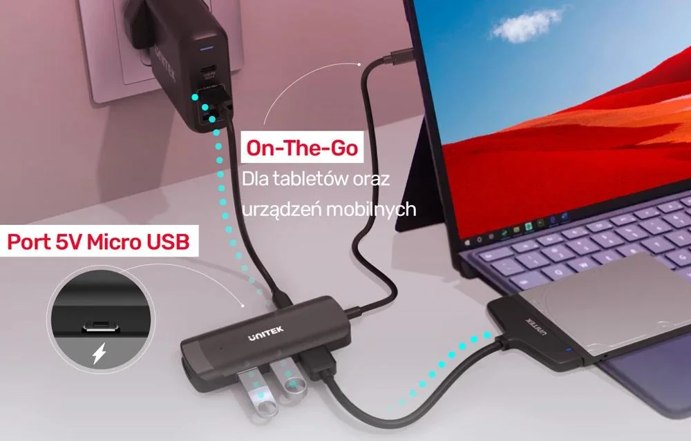 Unitek Aktywny hub USB-C 3*USB-A 3.1, HDMI 4K@30Hz