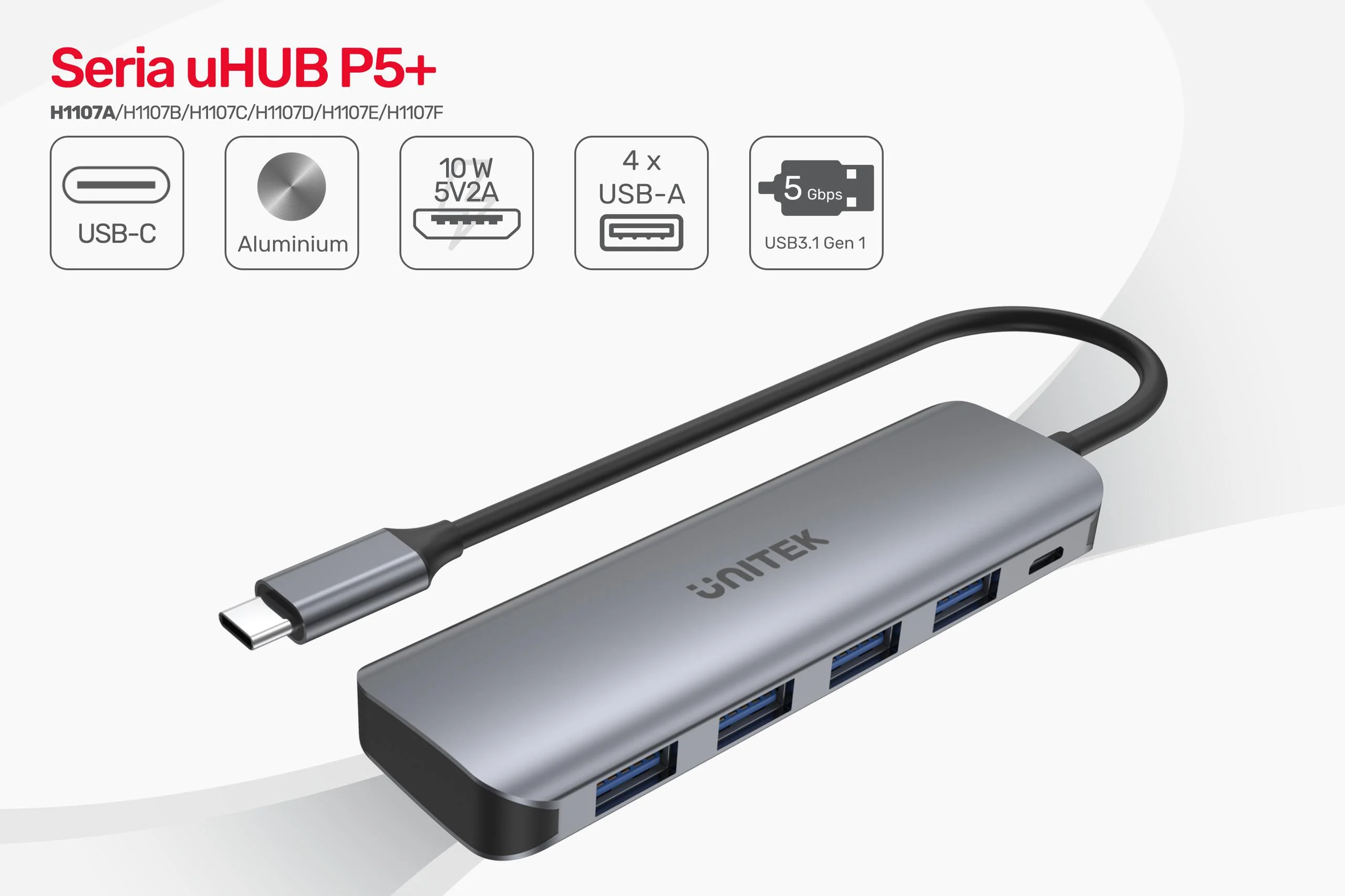 Unitek Aktywny hub USB-C 4xUSB 3.1 Gen1 microUSB
