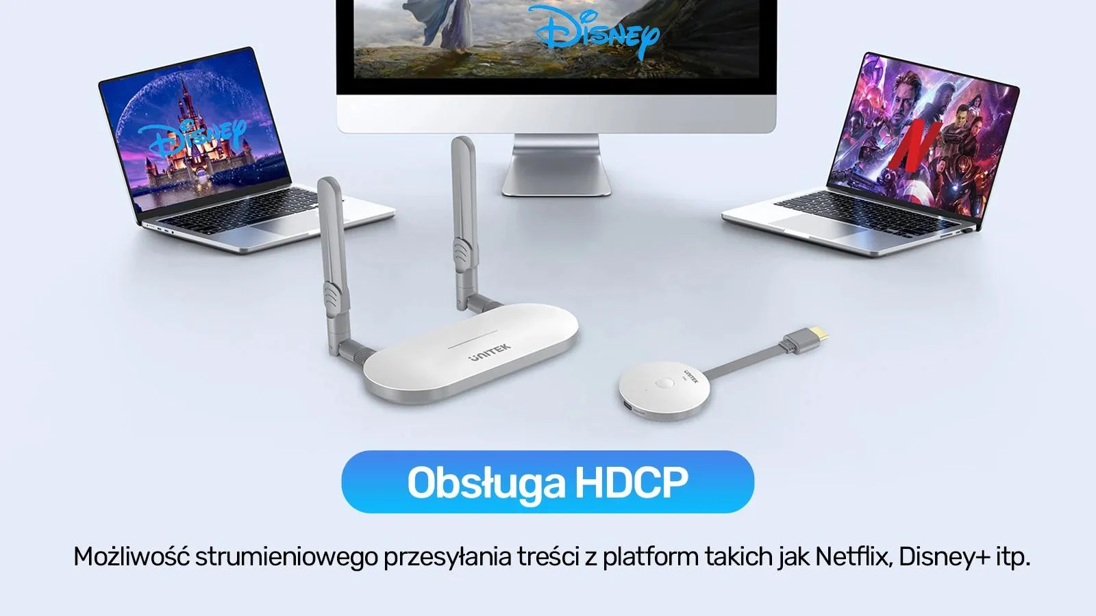 Unitek Bezprzewodowy nadajnik i odbiornik HDMI zasięg do 50m, biały