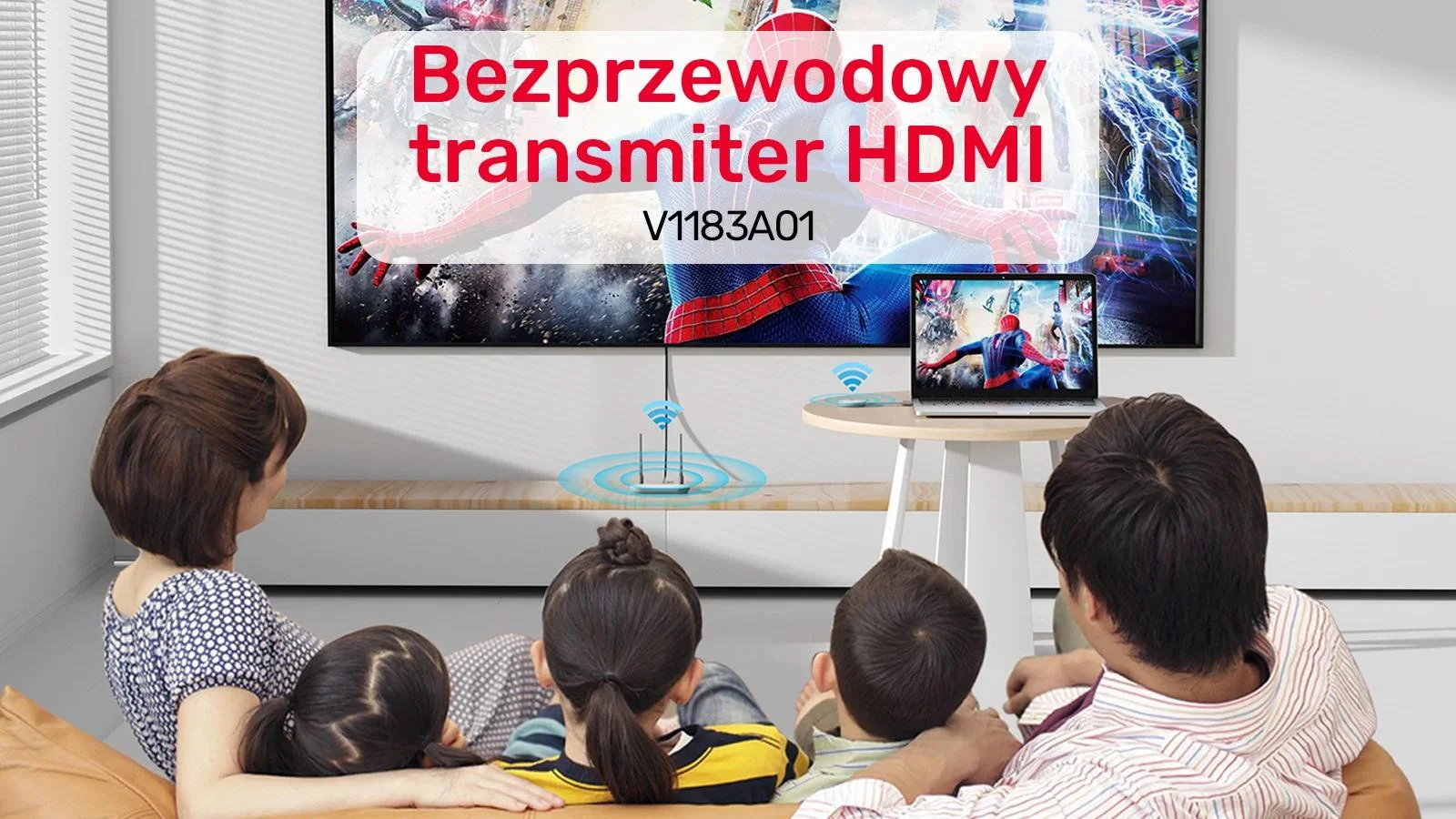 Unitek Bezprzewodowy nadajnik i odbiornik HDMI zasięg do 50m, biały