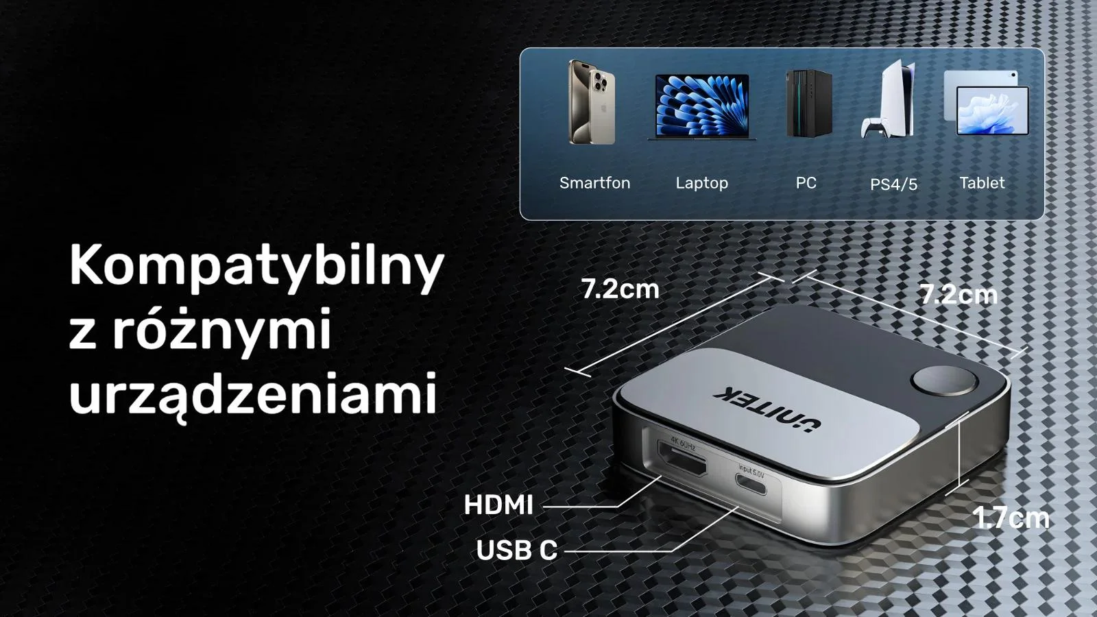 Unitek Bezprzewodowy transmiter HDMI 4K 60Hz zasięg do 8m