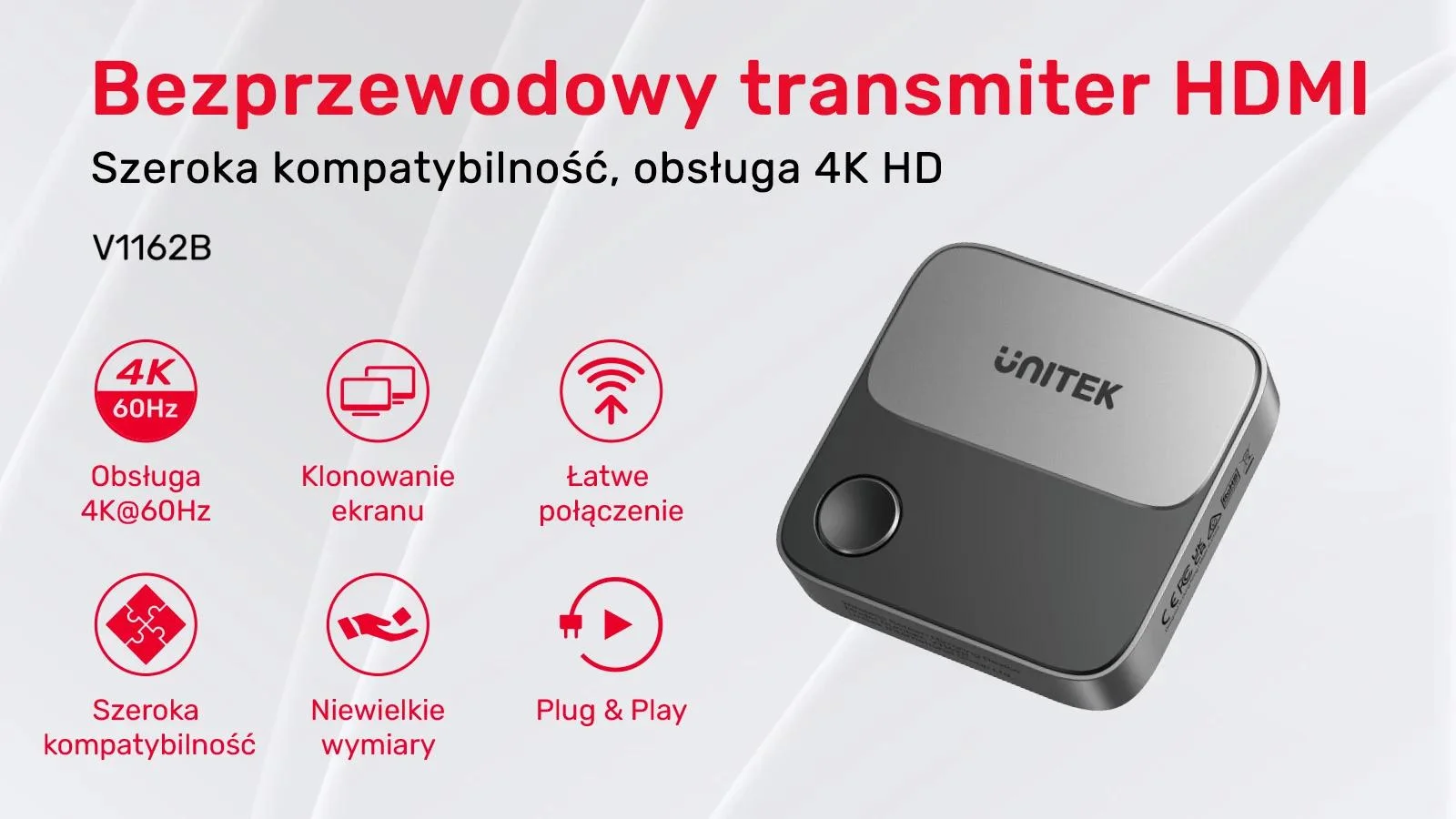 Unitek Bezprzewodowy transmiter HDMI 4K 60Hz zasięg do 8m