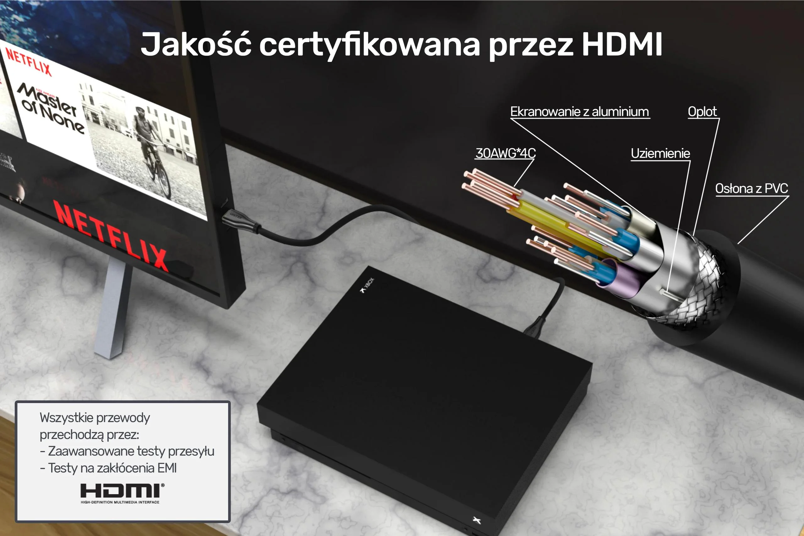 Unitek Certyfikowany przewód HDMI 2.0 1,5m C1047GB