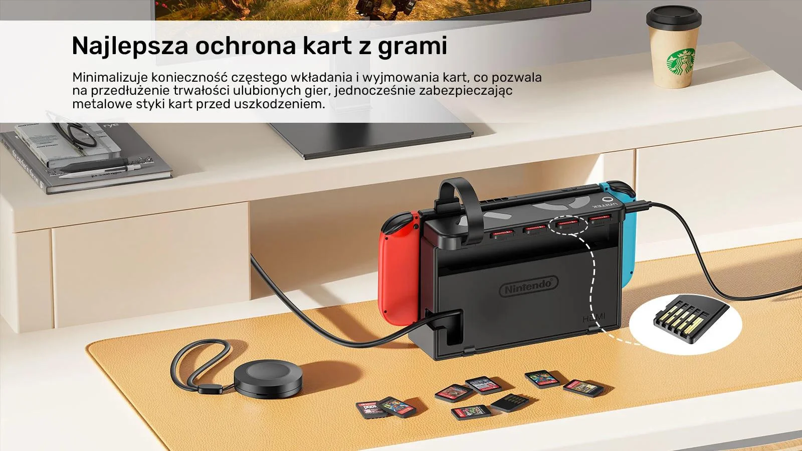 Unitek Czytnik 4 kart Nintendo Switch + pilot