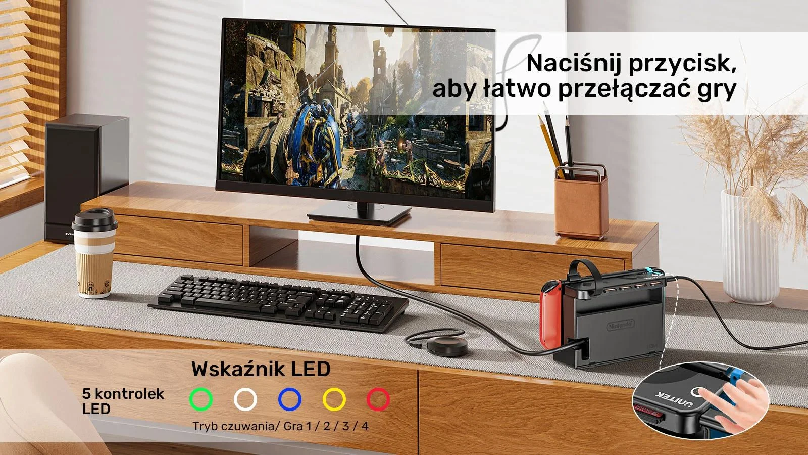 Unitek Czytnik 4 kart Nintendo Switch + pilot