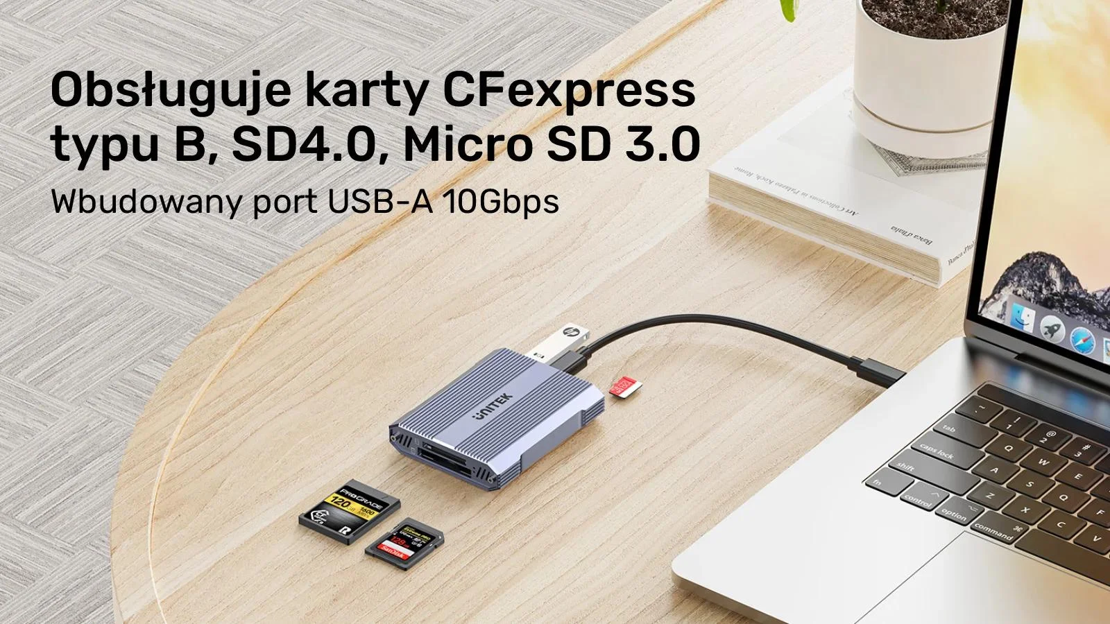 Unitek Czytnik kart pamięci CF Express, SD/microSD, USBA 10 Gbs + HUB