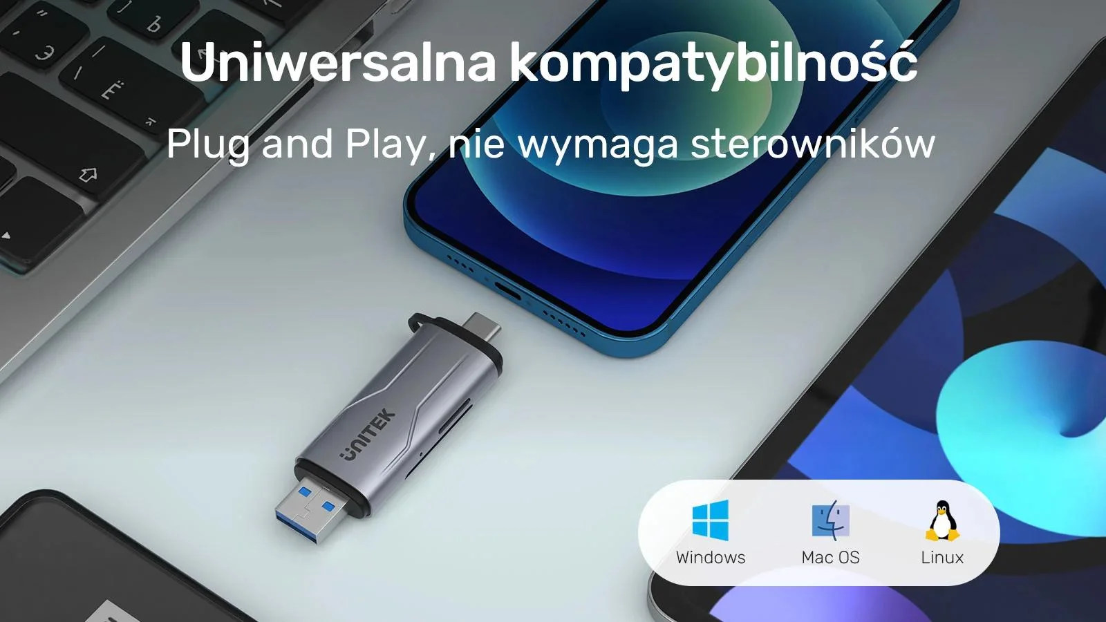 Unitek Czytnik kart SD/microSD USB-A 5Gbps/USB-C