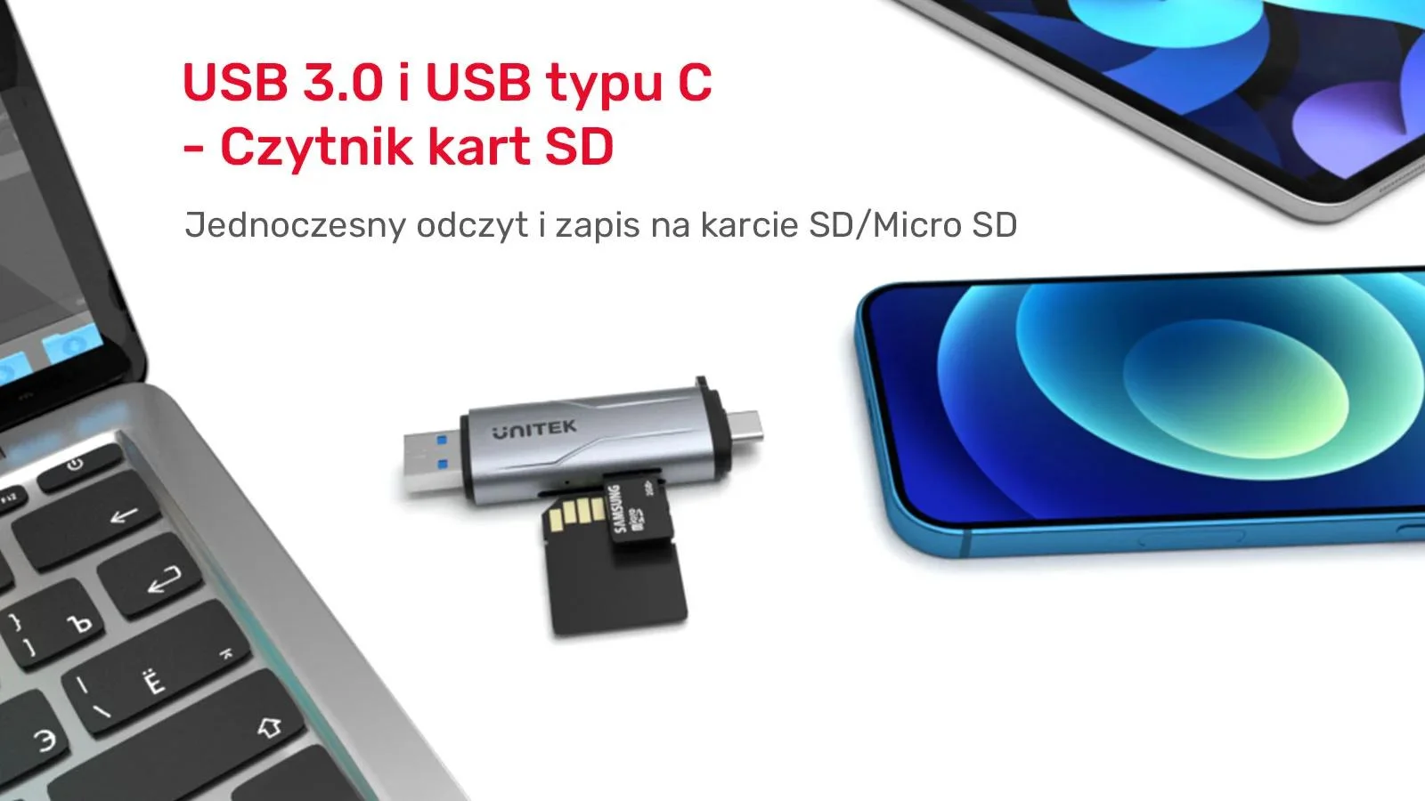 Unitek Czytnik kart SD/microSD USB-A 5Gbps/USB-C