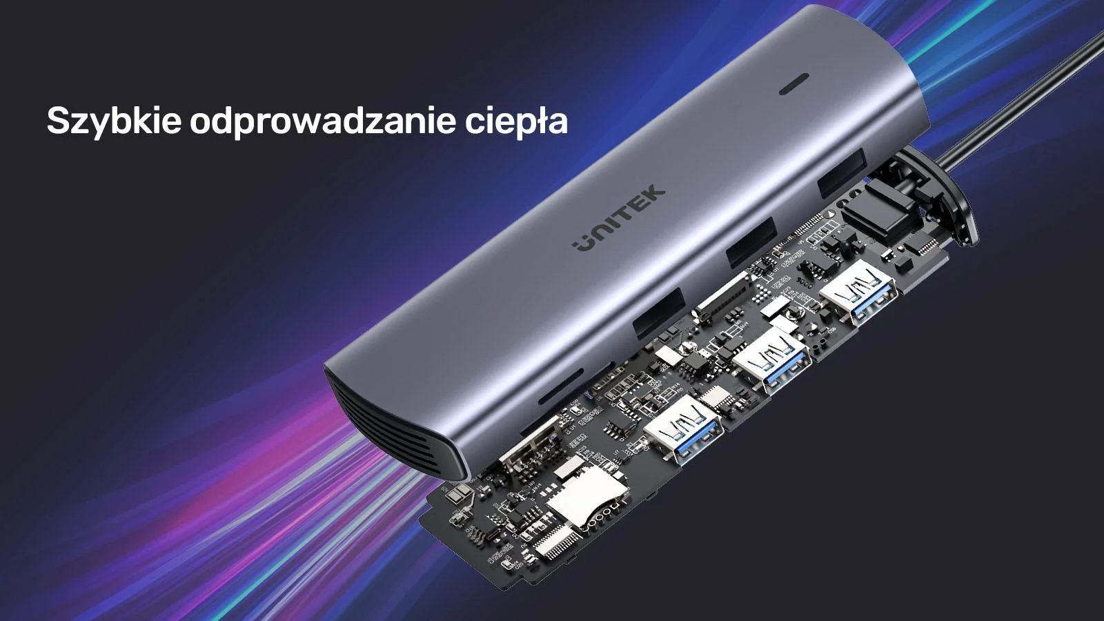 Unitek Hub 9w1 USB C Gigabit Ethernet HDMI VGA 3x USB A czytnik kart PD 100W