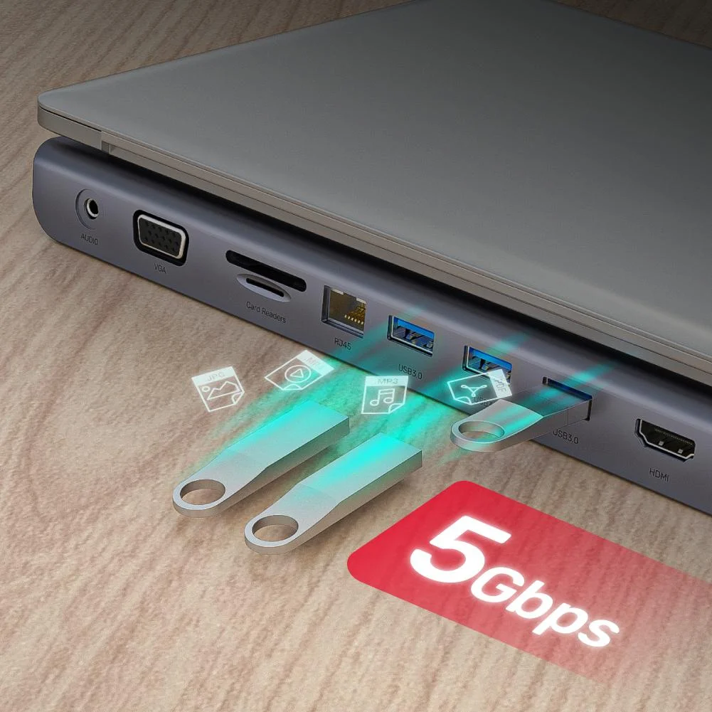 Unitek Hub USB 11 w 1, USB-C, RJ45, MST, 100W PD