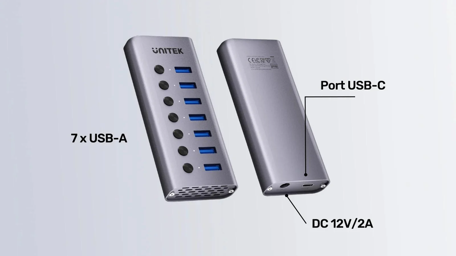 Unitek Hub USB A 3.0 7w1, 5Gbps z przełącznikami portów