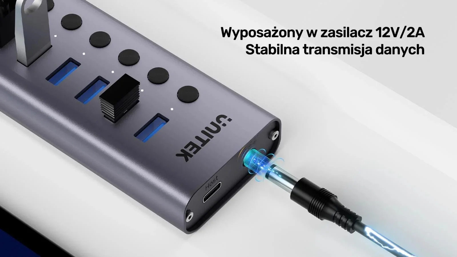 Unitek Hub USB A 3.0 7w1, 5Gbps z przełącznikami portów
