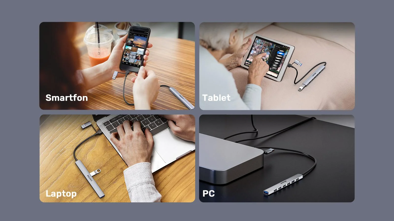 Unitek Hub USB-A/C 7w1 z adapterem