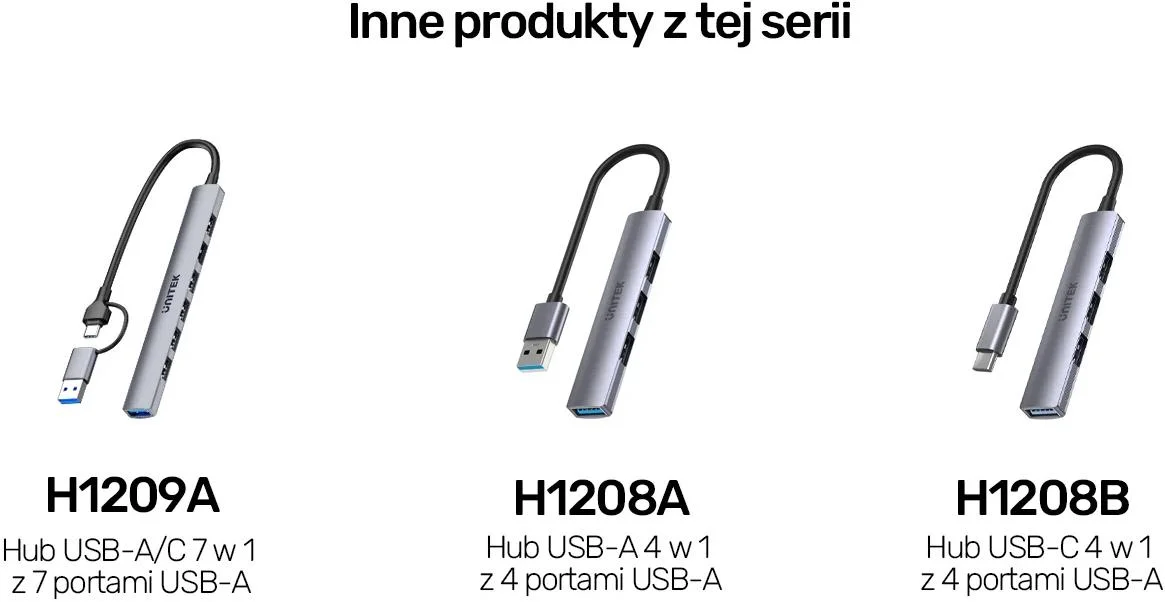 Unitek Hub USB-A/C 7w1 z adapterem