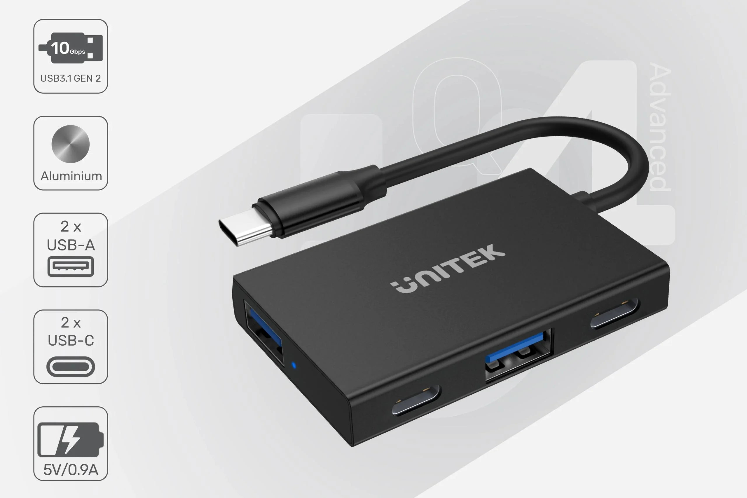 Unitek Hub USB-C 10Gbps 2x USB-A 2x USB-C