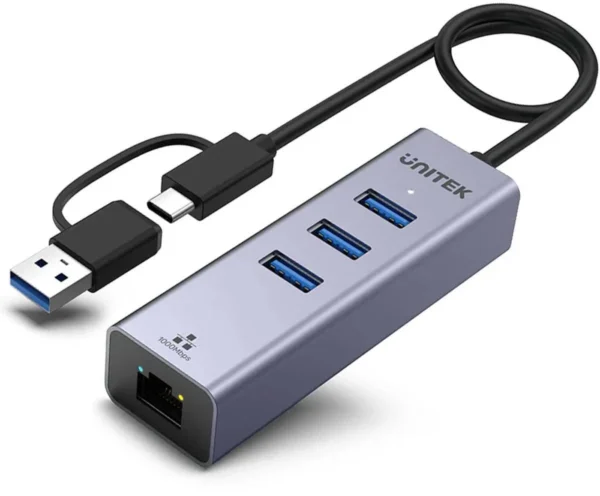 unitek hub usb c 4w1 ethernet 3 x usb a 5 gbps z adapterem u 15300c17af1440e48226602ac0363820