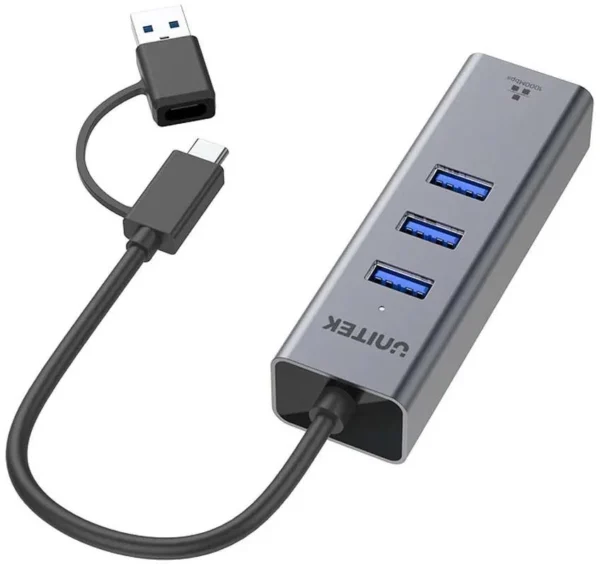 unitek hub usb c 4w1 ethernet 3 x usb a 5 gbps z adapterem u 3ec02dc344c3424889eae6cba90d9f9d