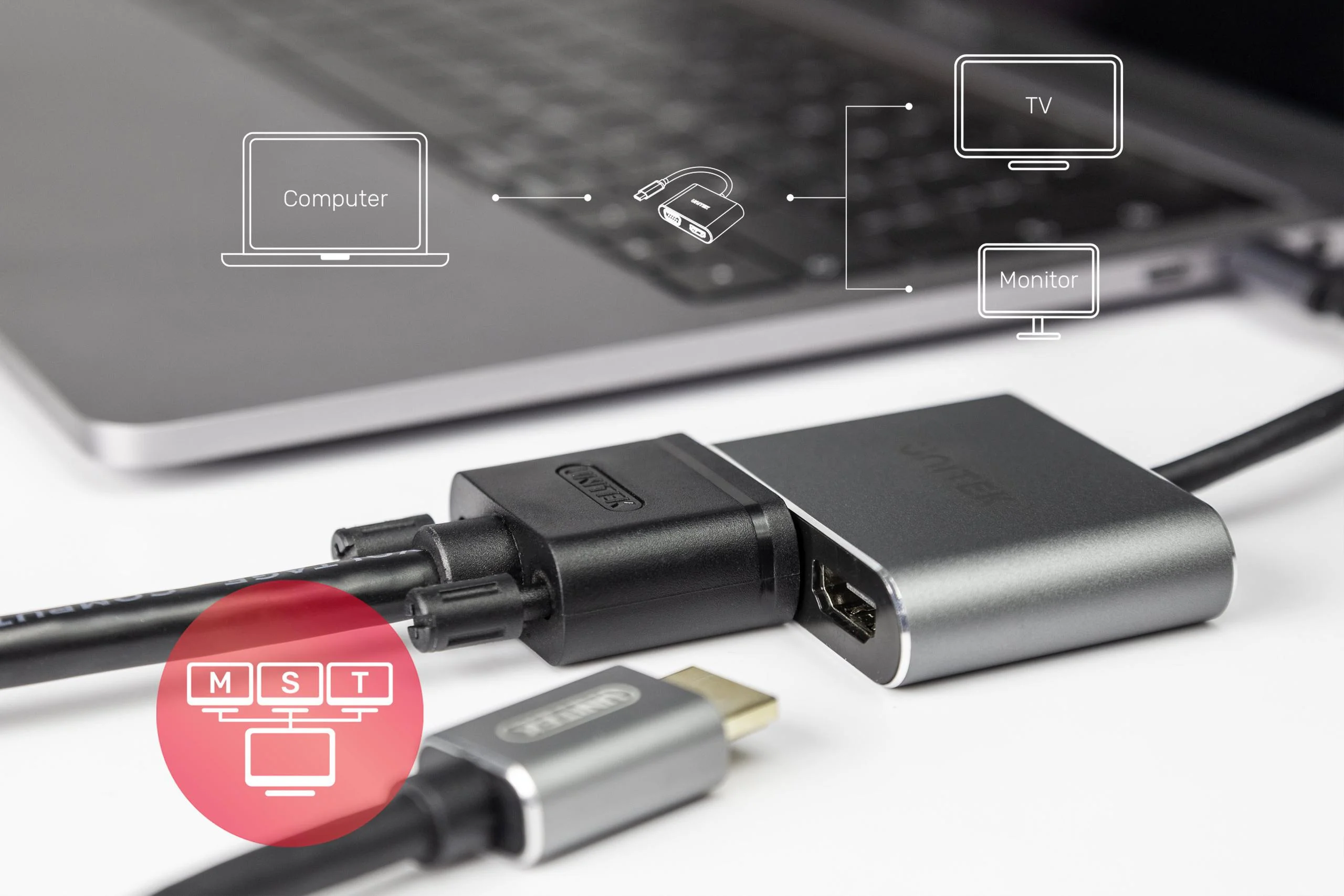 Unitek Hub USB-C HDMI VGA USB-A i PD 100W D1049A