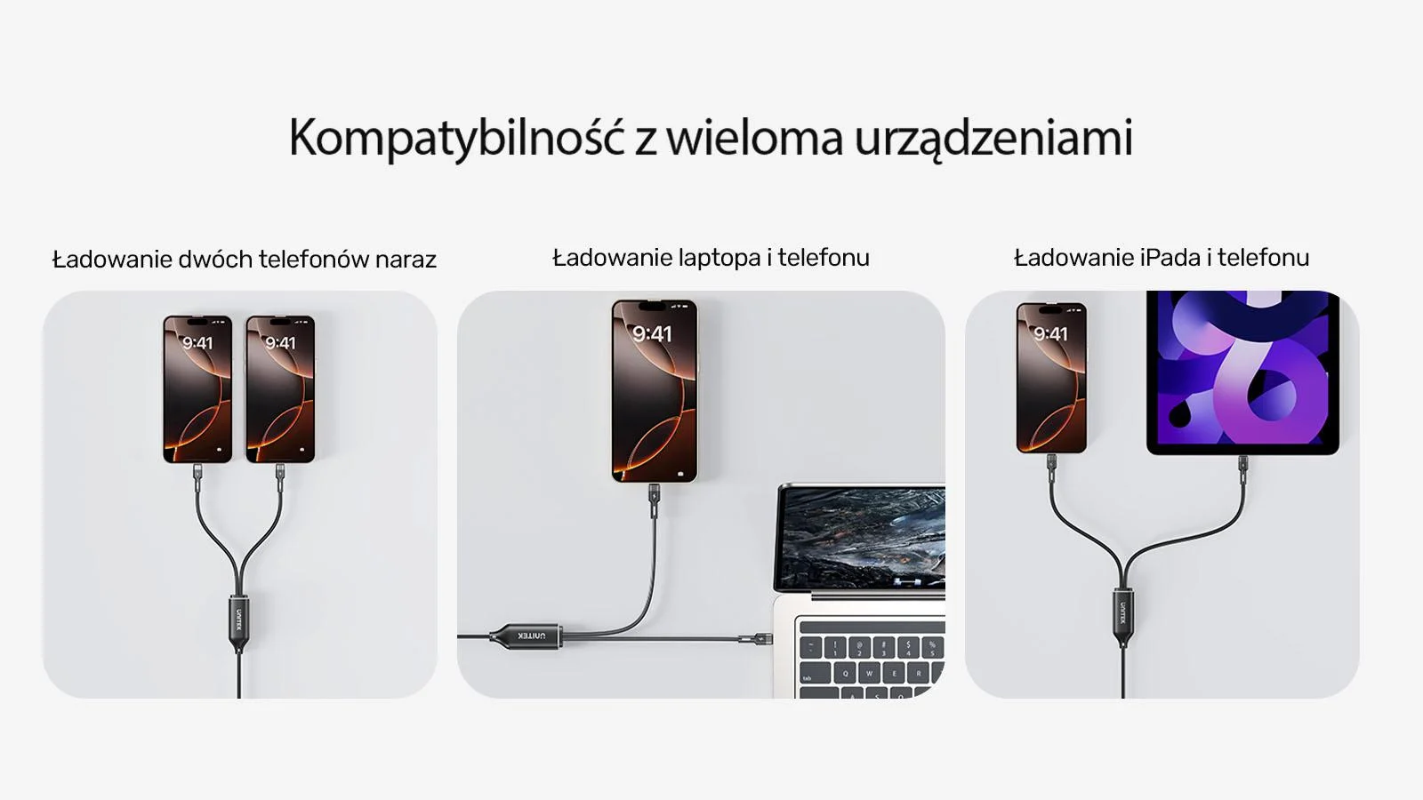 Unitek Kabel 2w1 USB-C PD 100W silikonowy 1,8 m