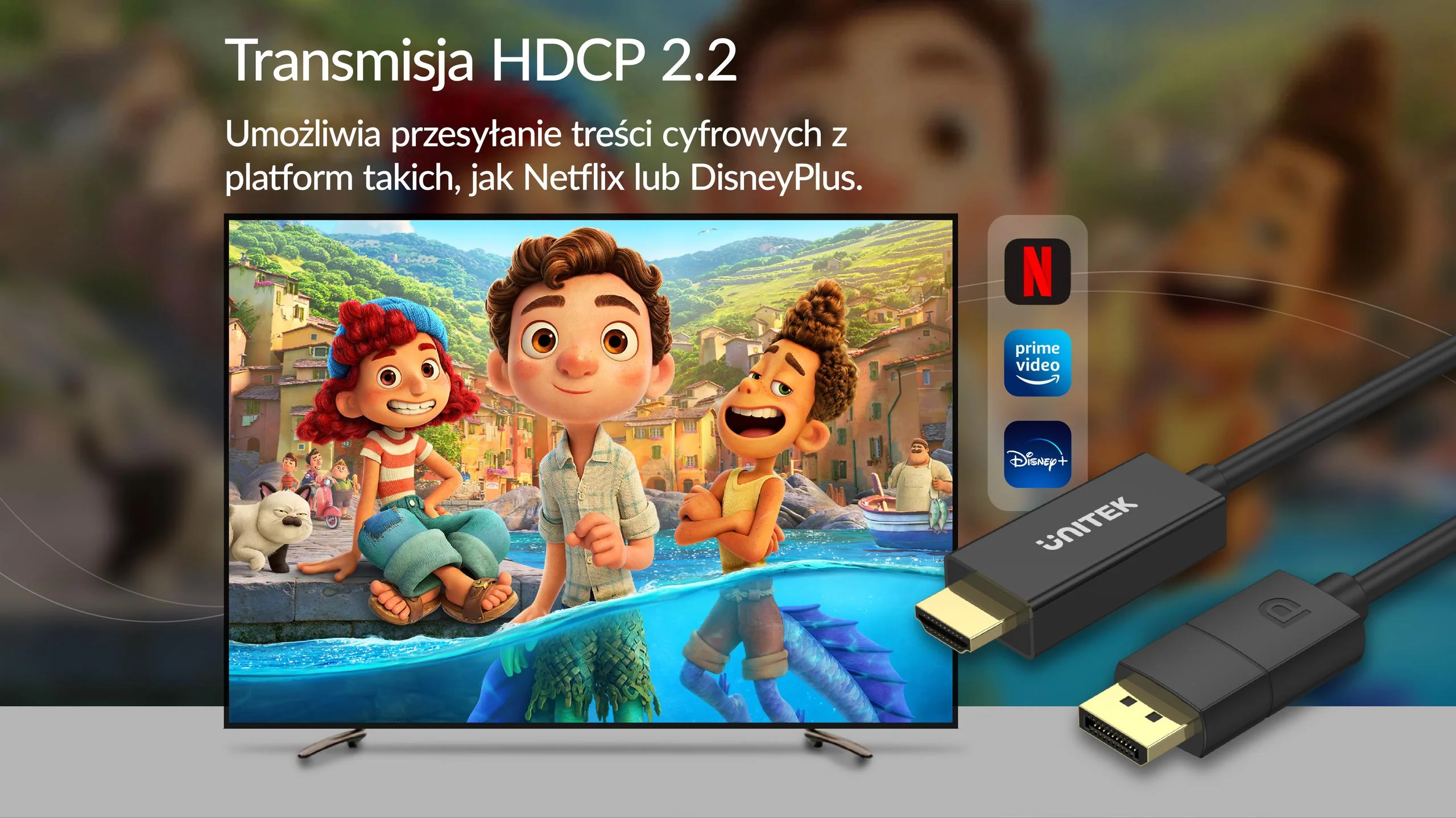 Unitek Kabel DisplayPort 1.2 na HDMI 4K 60Hz 1,8 m