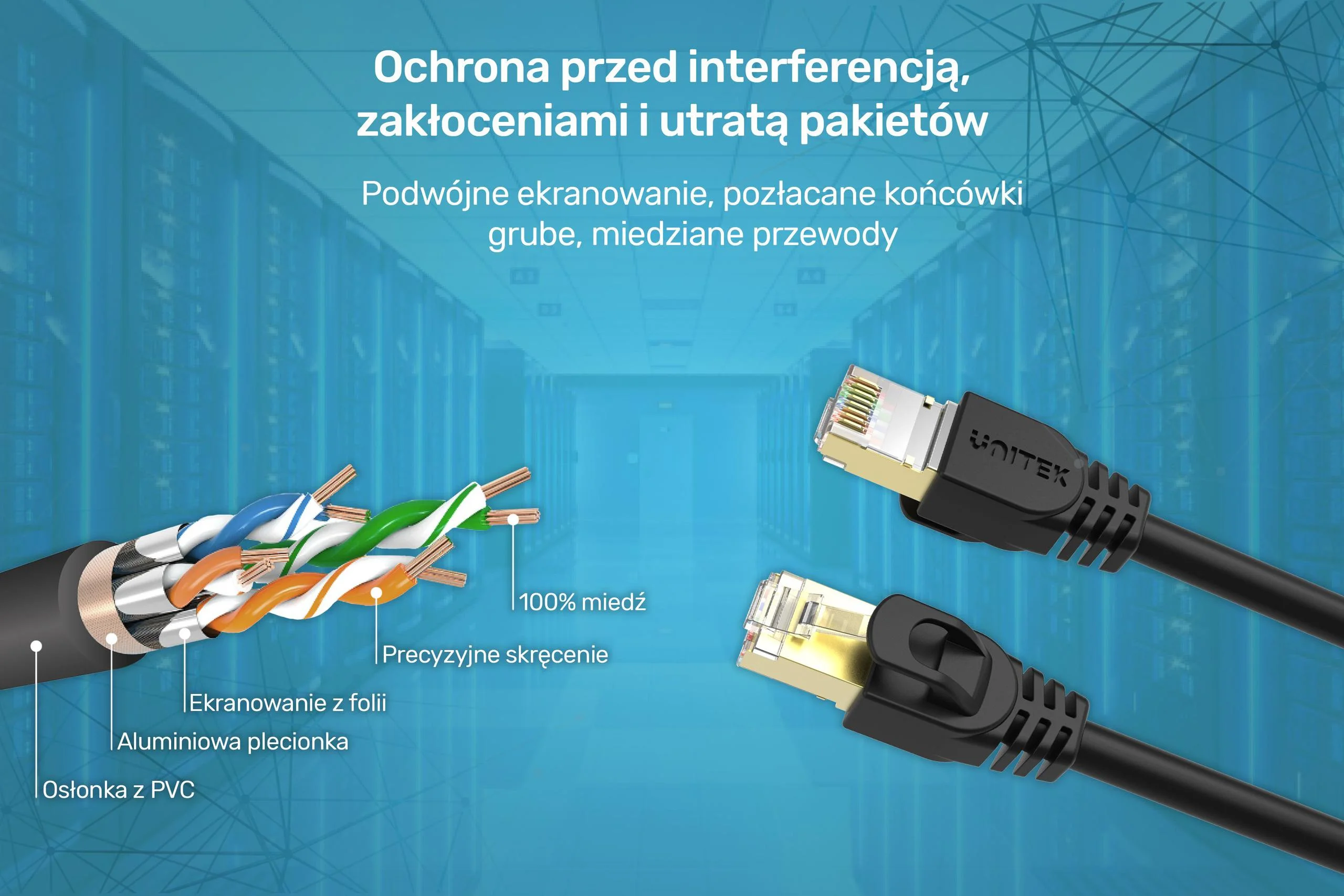 Unitek kabel Ethernet RJ-45 LAN, patchcord cat.7 SSTP (8P8C), przewód sieciowy 20m