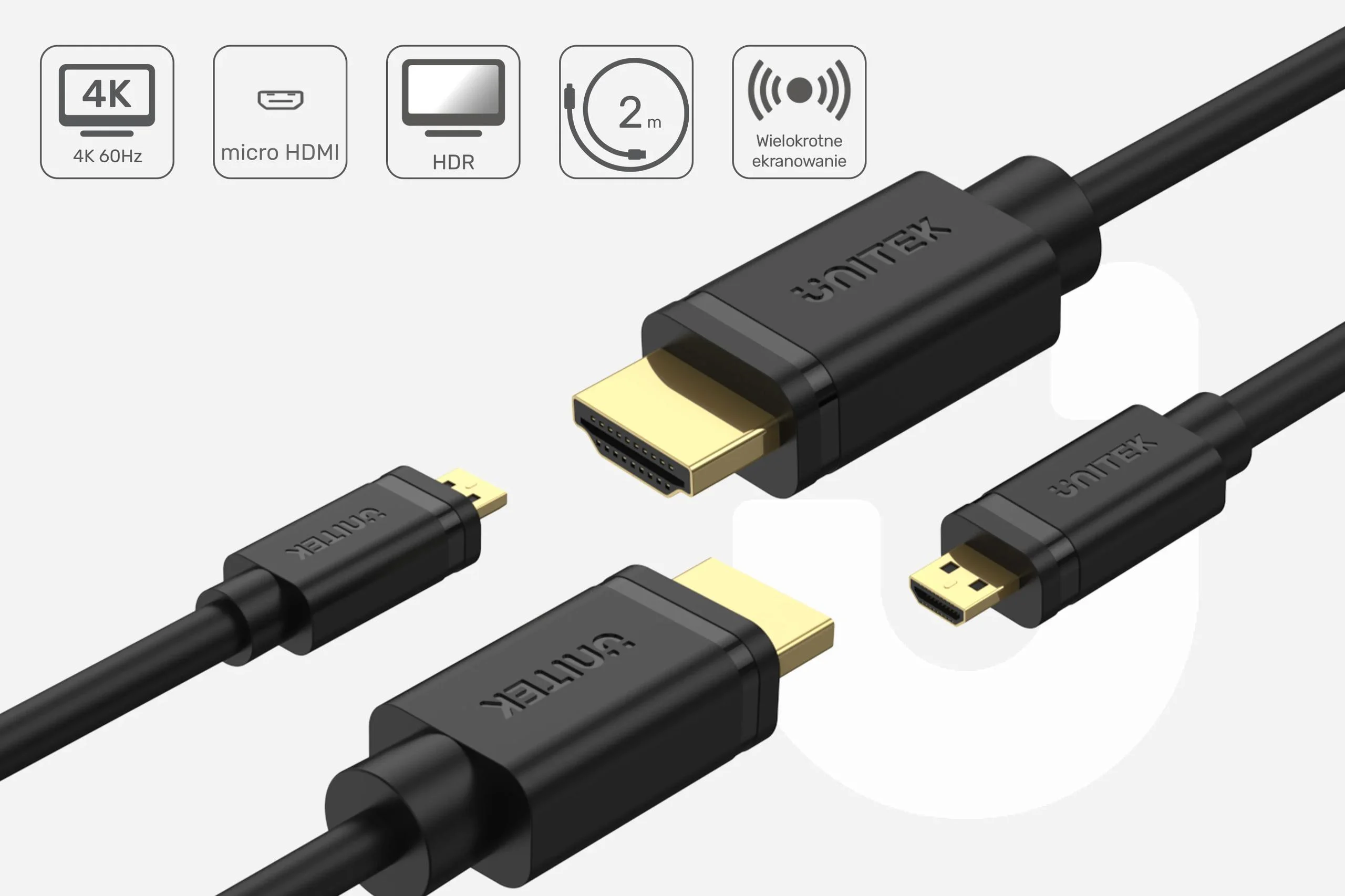 Unitek Kabel micro HDMI - HDMI 2.0 4K 60Hz 2 m