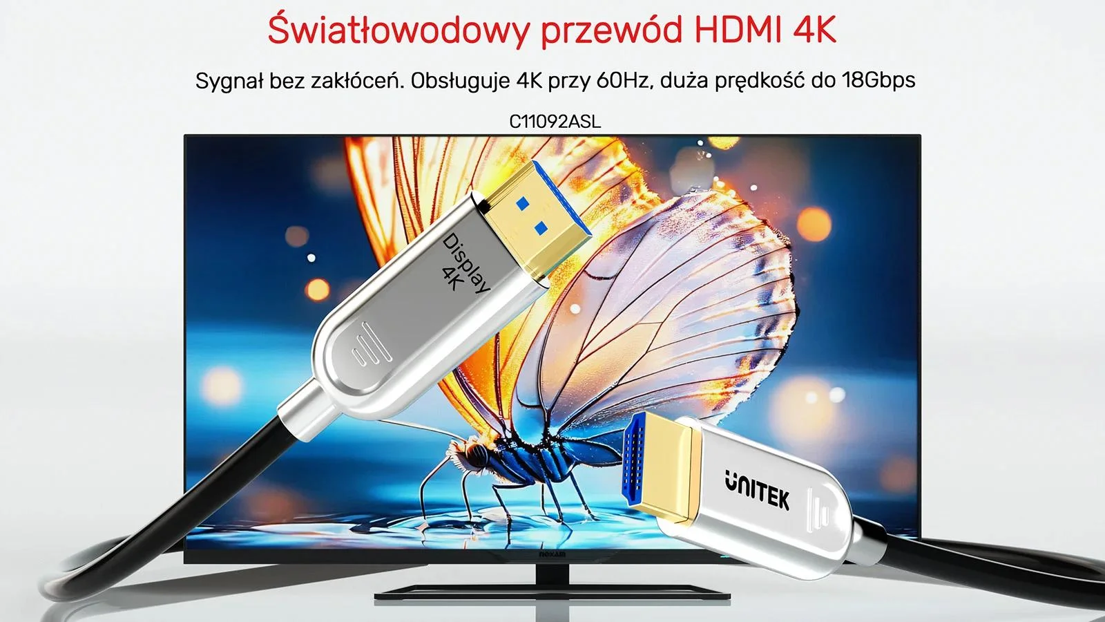Unitek Kabel optyczny HDMI 2.0 AOC 4K 60Hz 20 m