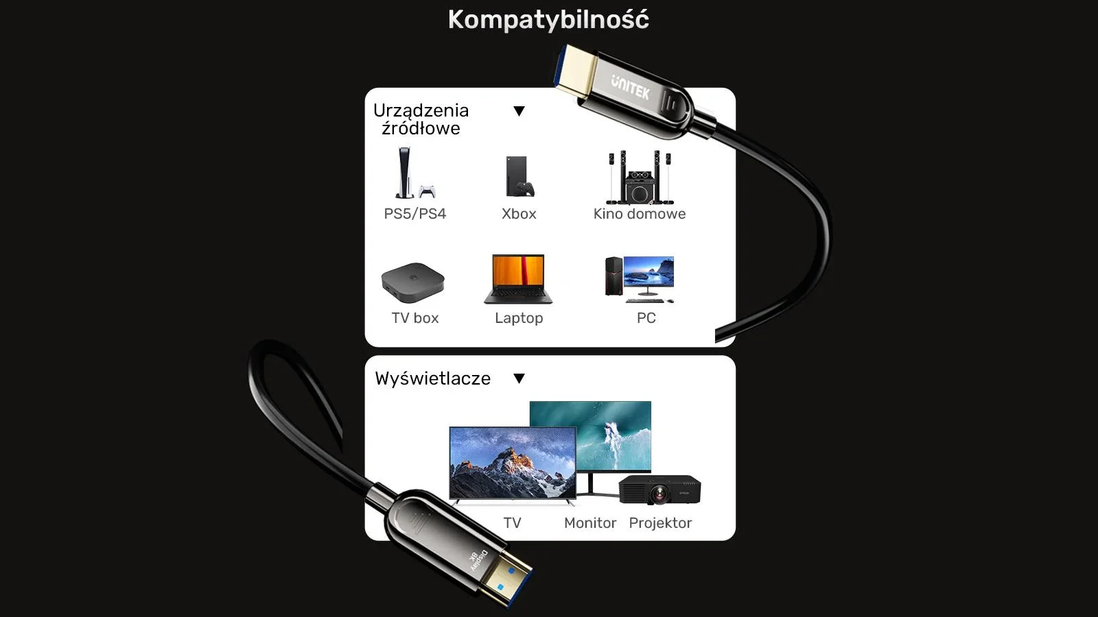 Unitek Kabel optyczny HDMI 2.1 AOC 8K 120Hz 15m