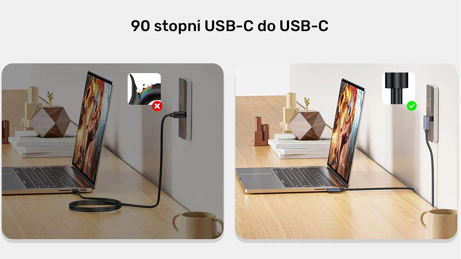 Unitek kabel USB-C do USB-C PD 100W podwójny 90 stopni, 0,5m