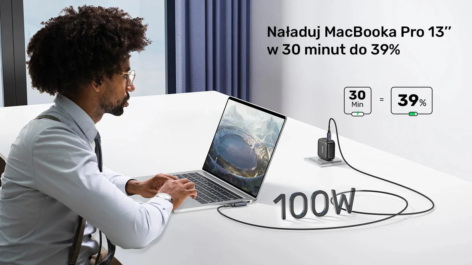 Unitek Kabel USB-C kątowy 90° PD100W 3m
