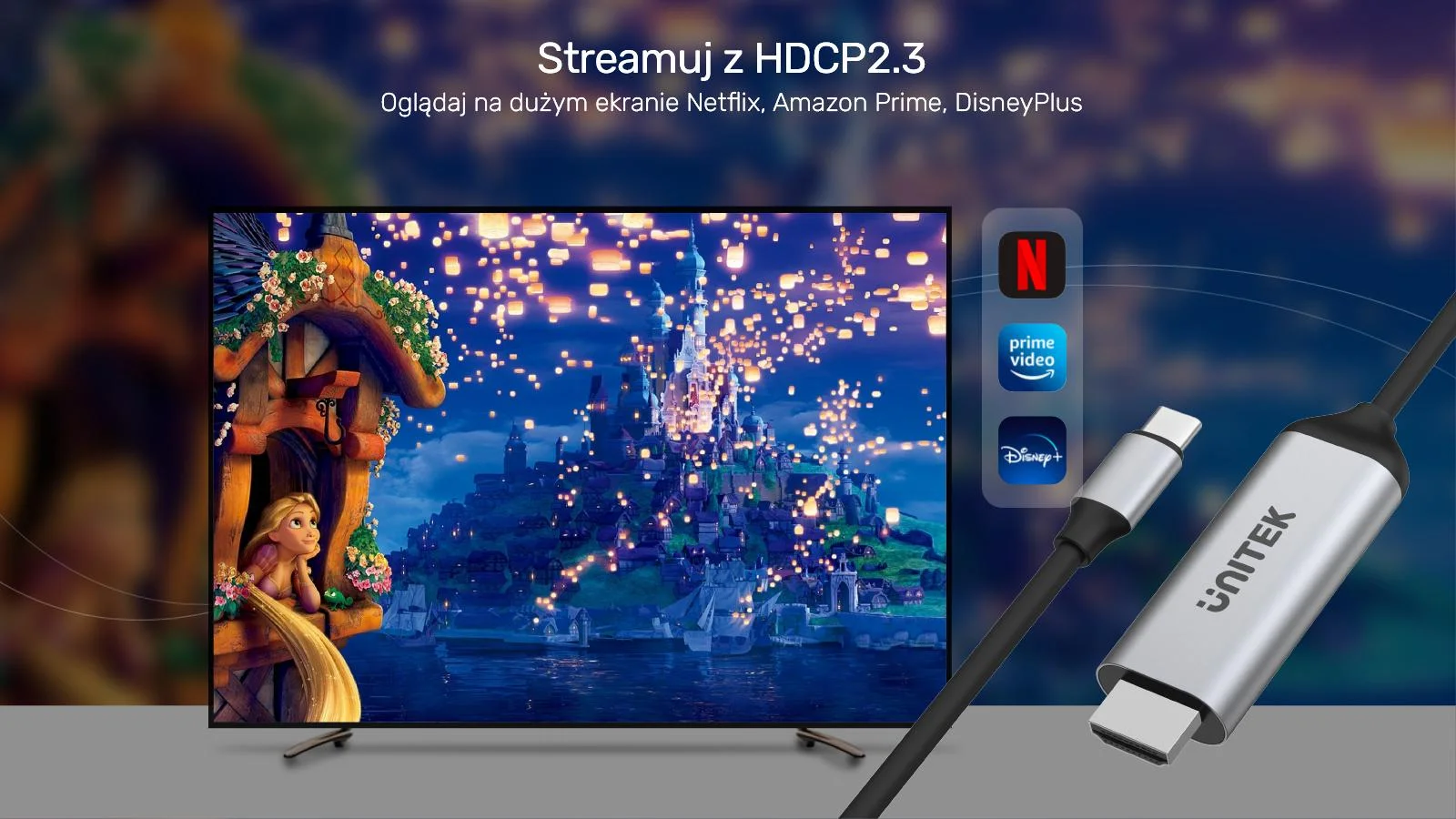 Unitek Kabel USB-C na HDMI 4K 60Hz, 1.8 m V1423A