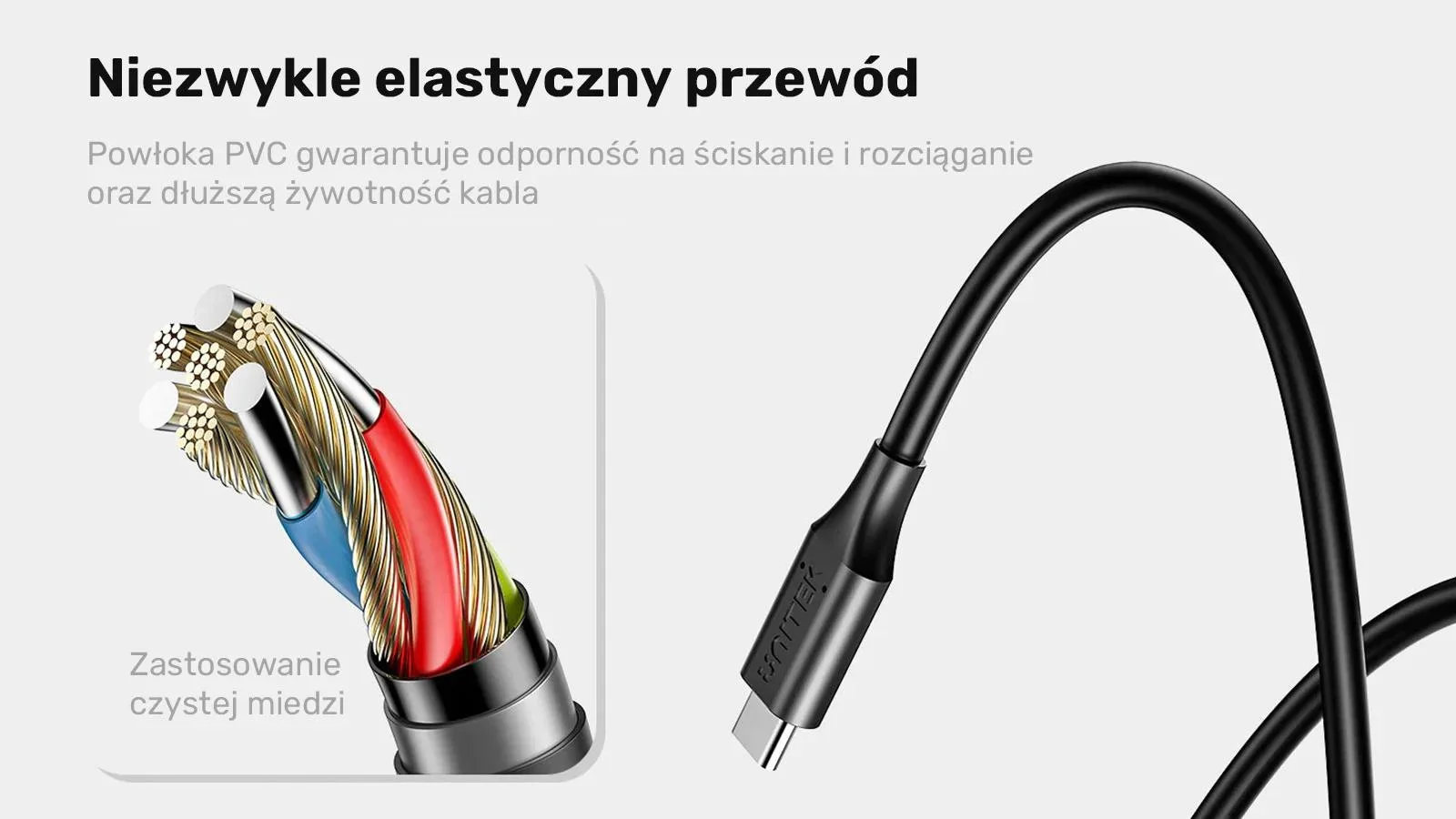 Unitek Kabel zasilający do laptopa 65W USB-C - DC5,5mm