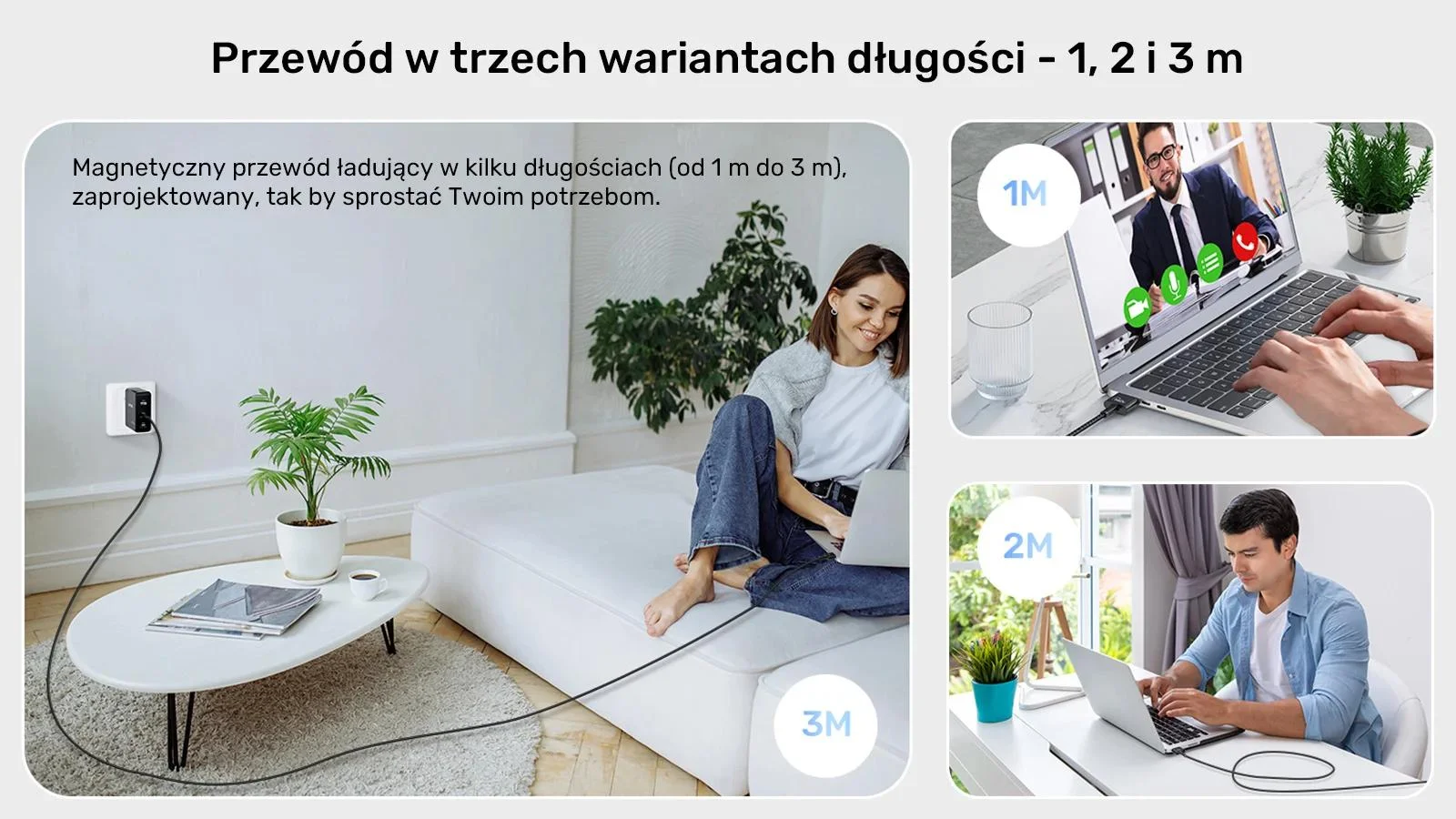 Unitek Kabel zasilający USB-C - MagSafe 3 140W 1 m